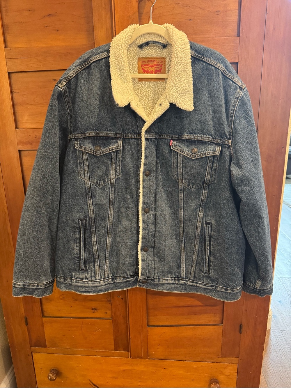 Levi's Men's Type III Sherpa Lined Denim Trucker Jacket Blue Size 3XL